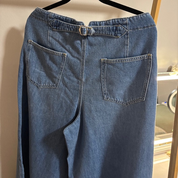 New Anthropologie Corset High Rise Baggy Culotte Jeans sz 33Tall Cropped Flared - Picture 13 of 15